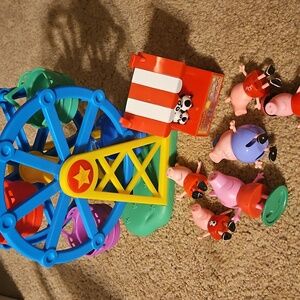 Peppa Pig Figures Lot With Ferris Wheel